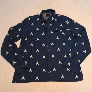 Scotch & Soda men's size XL blue shirt with white design long sleeve shirt VGUC